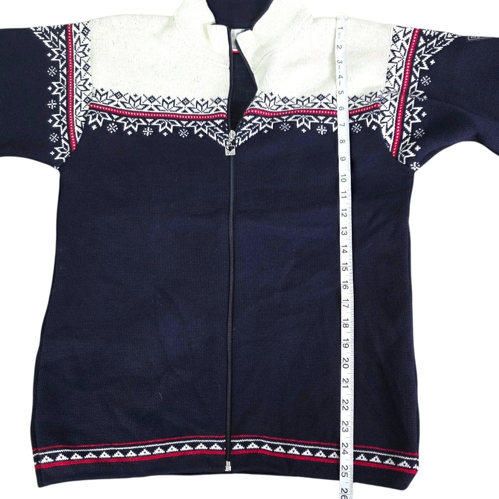 Dale Of Norway Vintage Navy and White High Quality Merino Wool Zip-Up Sweater S - Picture 11 of 12